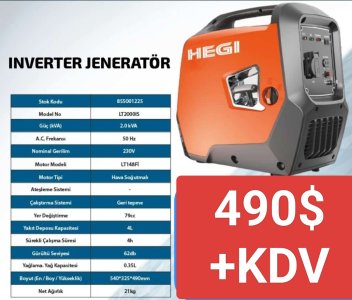 JENERATÖR İNVERTER 2 KW TAŞINABİLİR